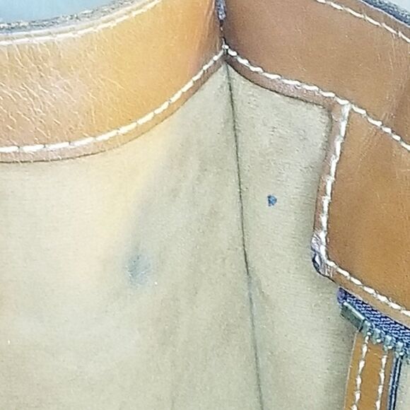 Patricia Nash Zancona Tote Brown Leather Shoulder Bag 14x10x4 Tan Suede Interior